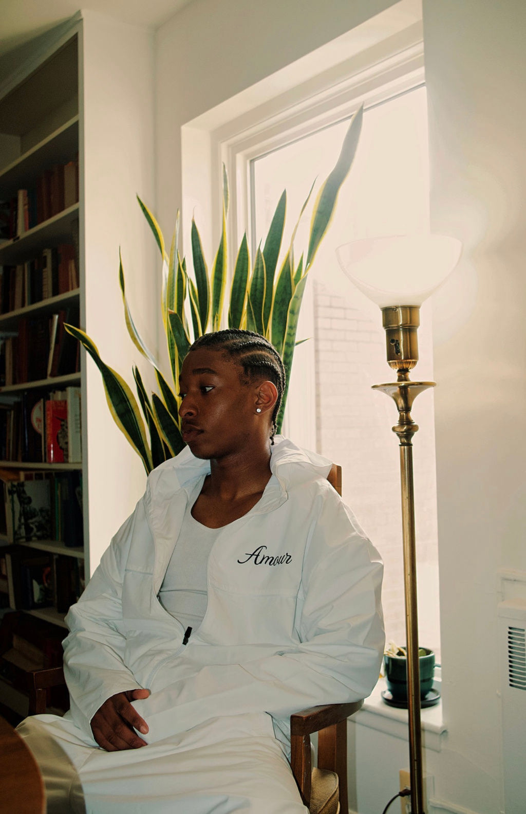 amour white hoodie & short set