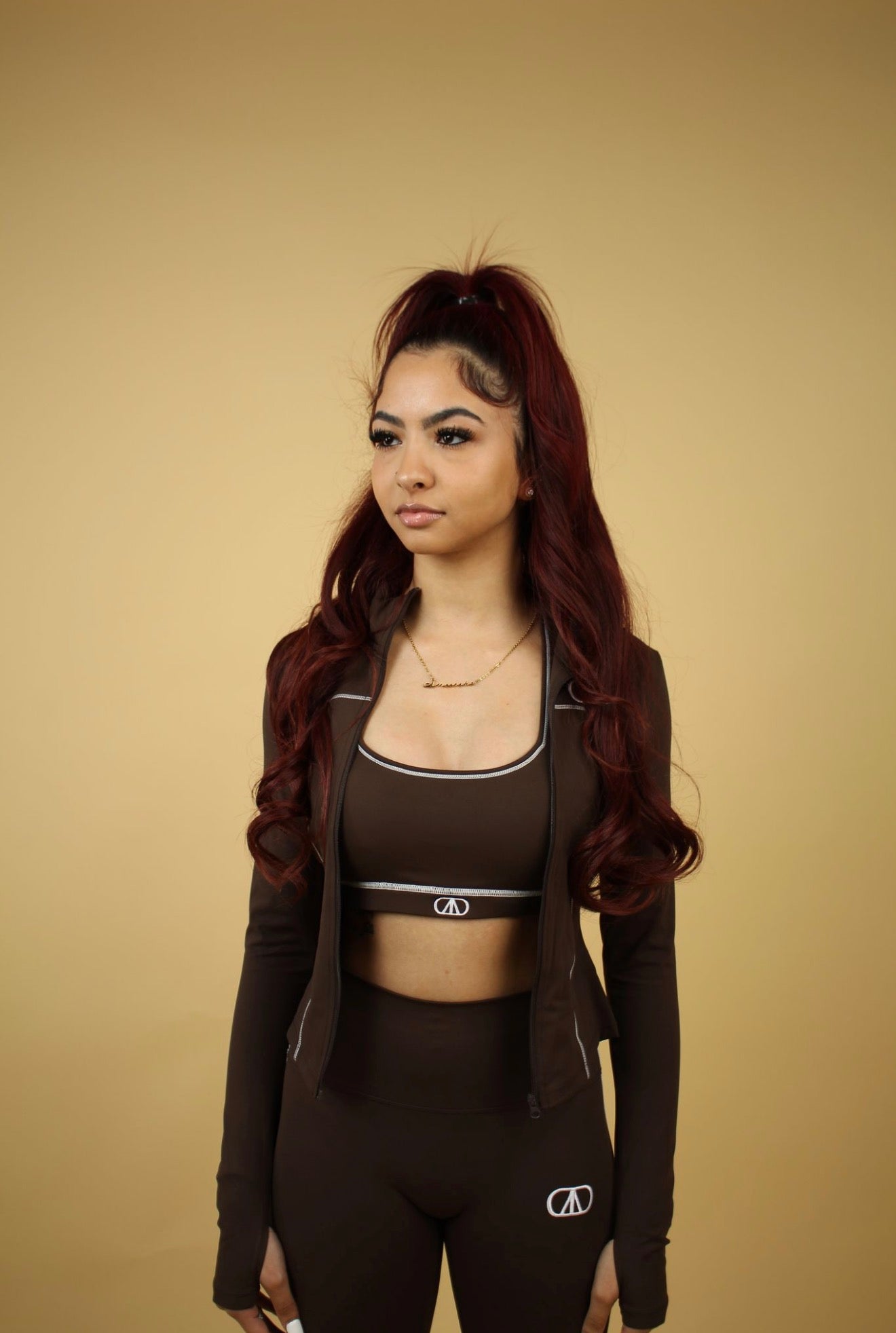 oda women's dark mocha sports bra