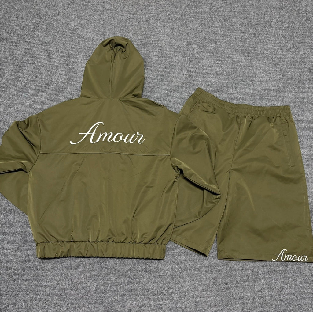 amour olive hoodie & short set