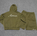 amour olive hoodie & short set