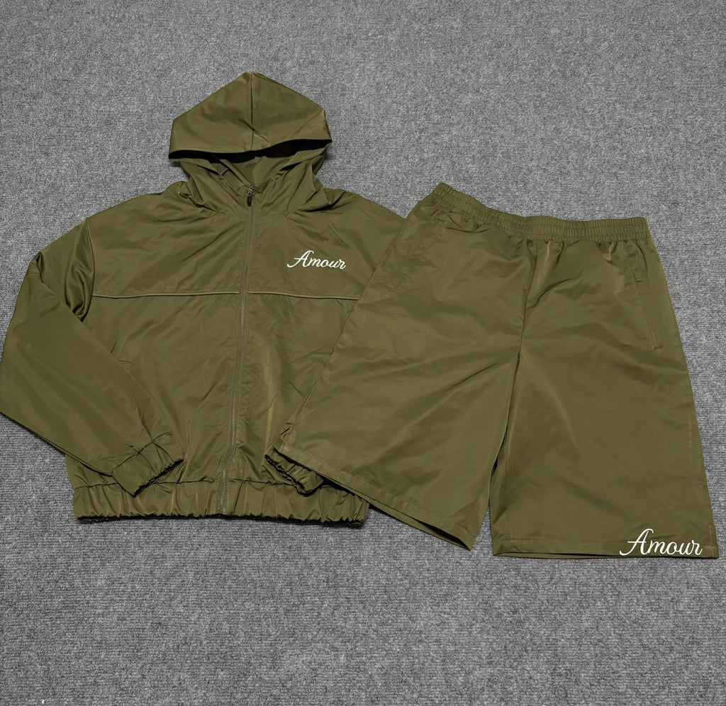 amour olive hoodie & short set