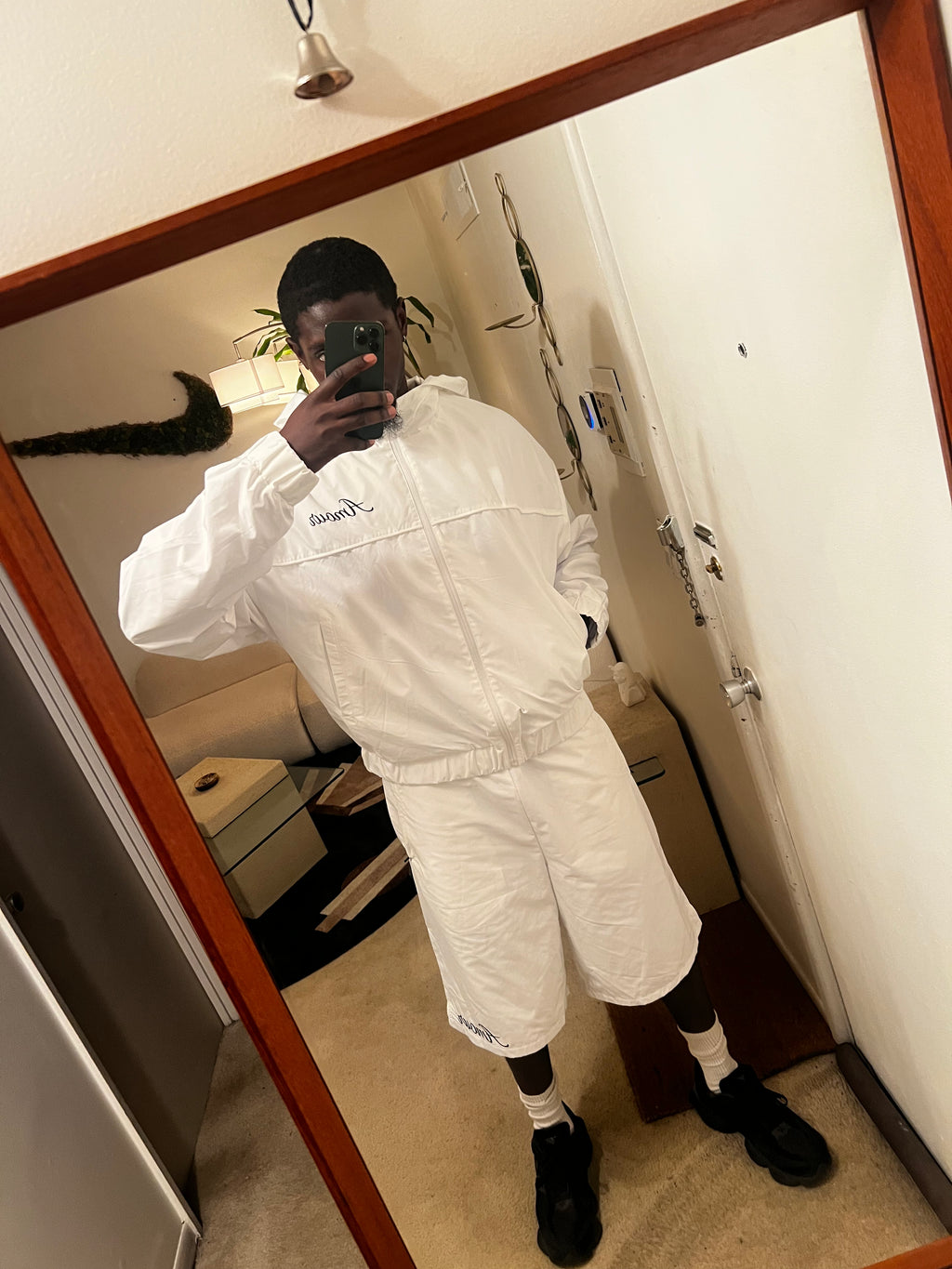 amour white hoodie & short set