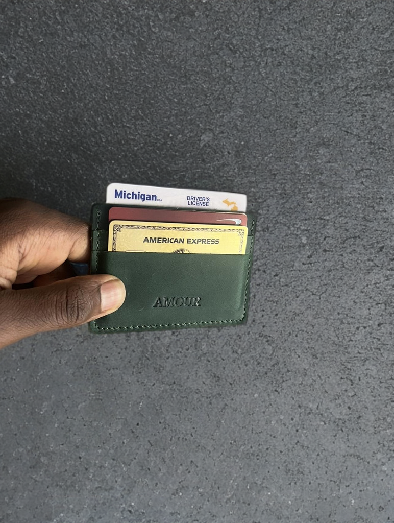 evergreen leather card holder