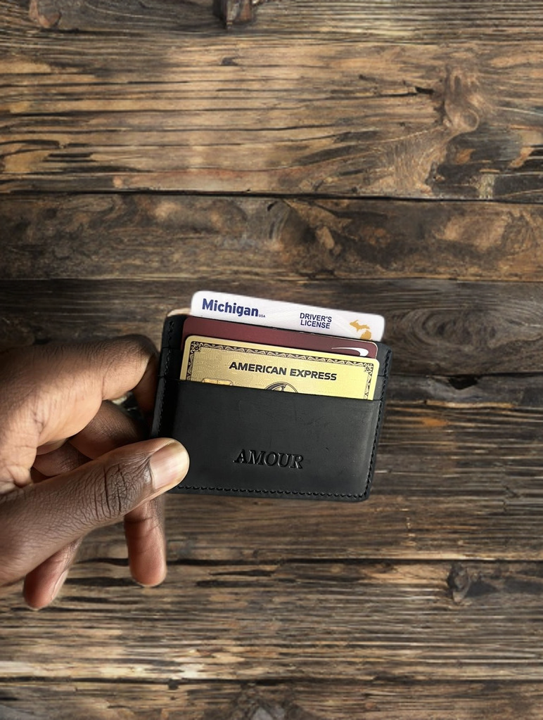 onyx leather card holder